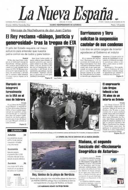 Portada Sábado 26 de Diciembre de 1998