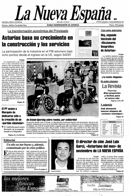 Portada Domingo 27 de Diciembre de 1998