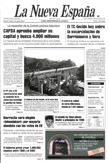 Portada Martes 29 de Diciembre de 1998