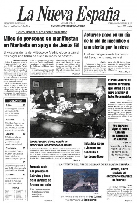 Portada Sábado 9 de  de 1999