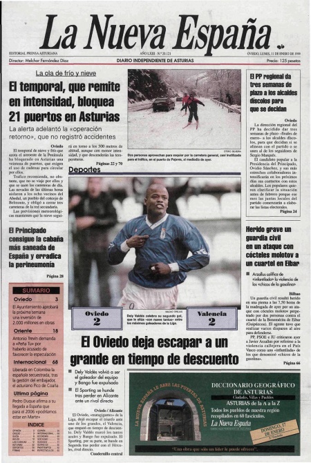 Portada Lunes 11 de  de 1999