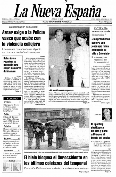 Portada Martes 12 de  de 1999