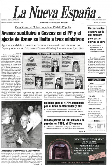 Portada Martes 19 de  de 1999