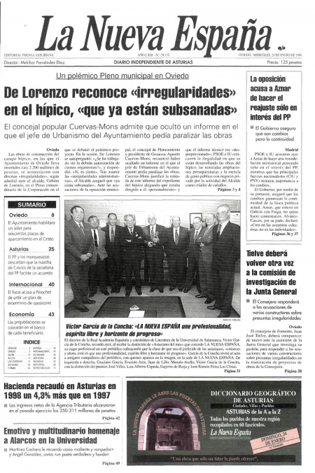 Portada Miércoles 20 de  de 1999