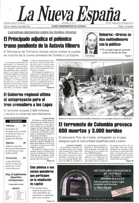 Portada Miércoles 27 de  de 1999
