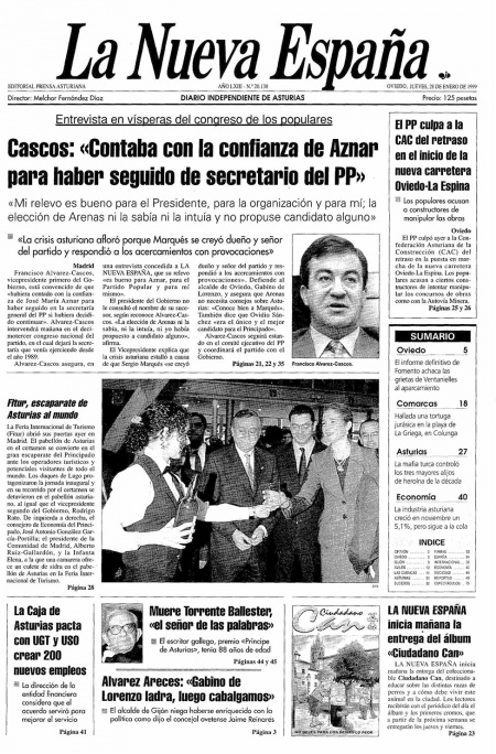 Portada Jueves 28 de  de 1999