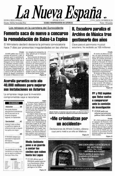 Portada Martes 2 de  de 1999