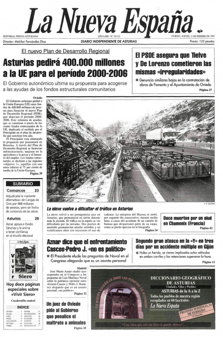 Portada Jueves 11 de  de 1999