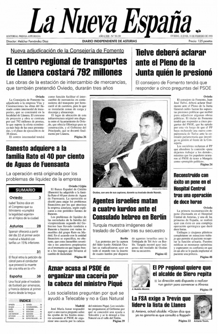 Portada Jueves 18 de  de 1999