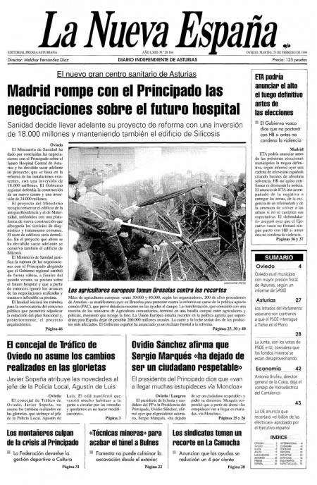 Portada Martes 23 de  de 1999