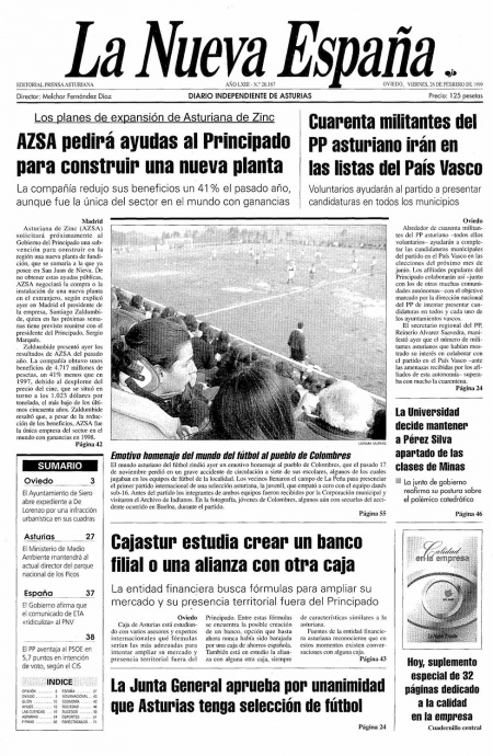 Portada Viernes 26 de  de 1999