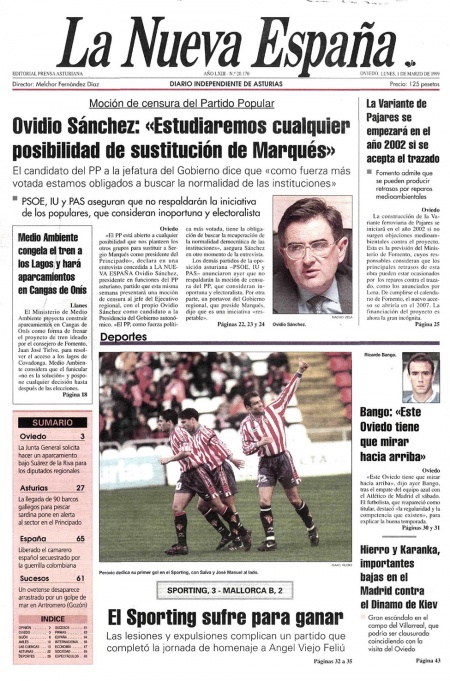 Portada Lunes 1 de  de 1999