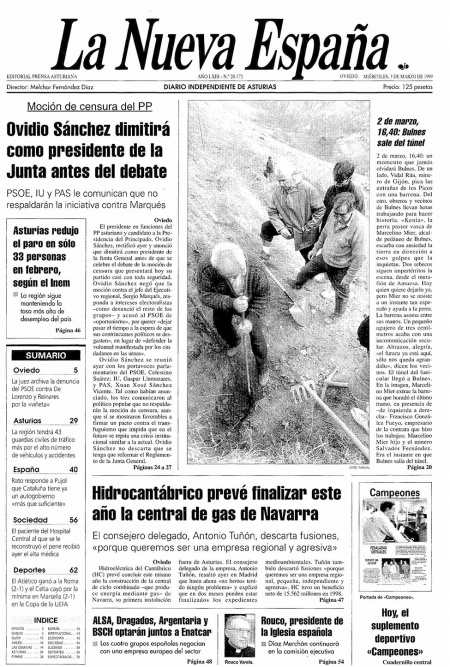 Portada Miércoles 3 de  de 1999