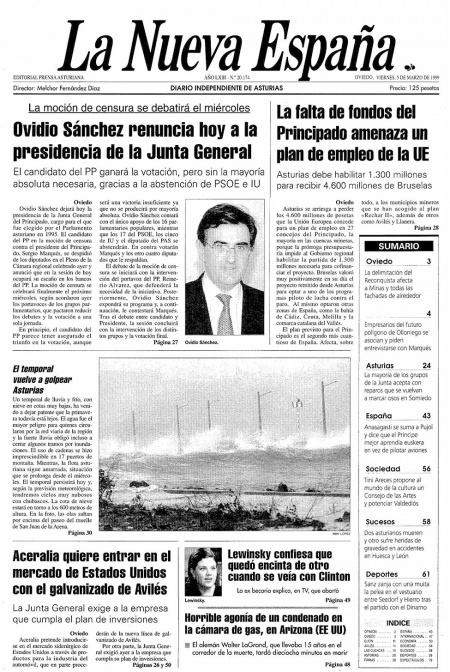 Portada Viernes 5 de  de 1999