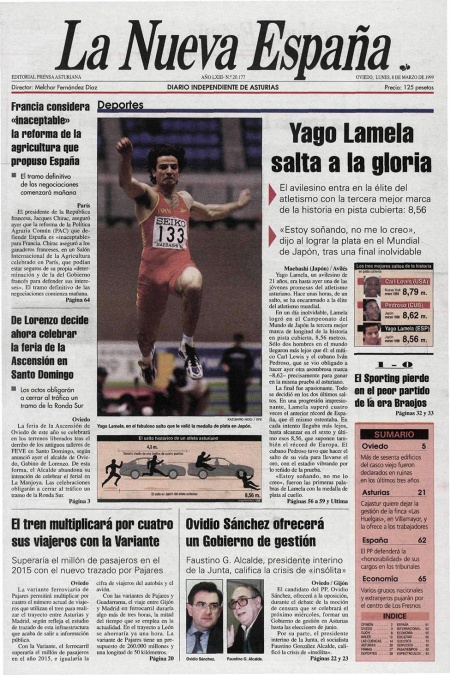 Portada Lunes 8 de  de 1999