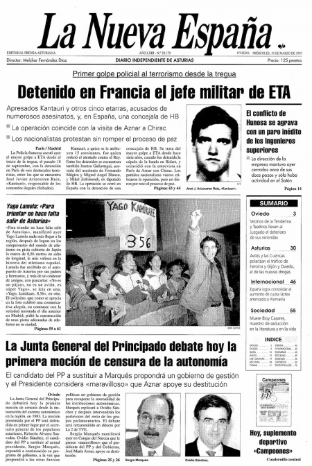 Portada Miércoles 10 de  de 1999