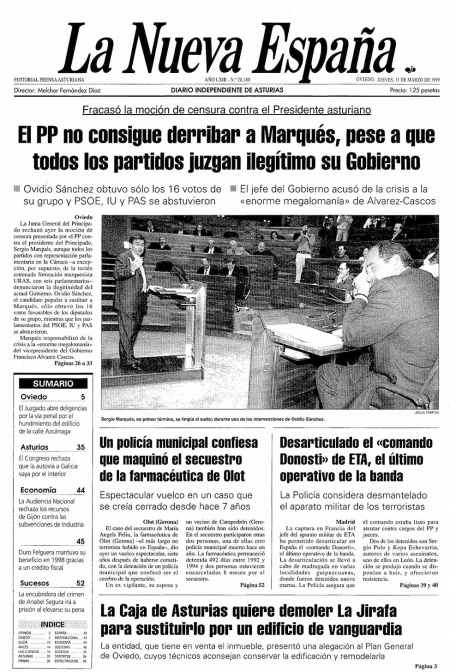 Portada Jueves 11 de  de 1999