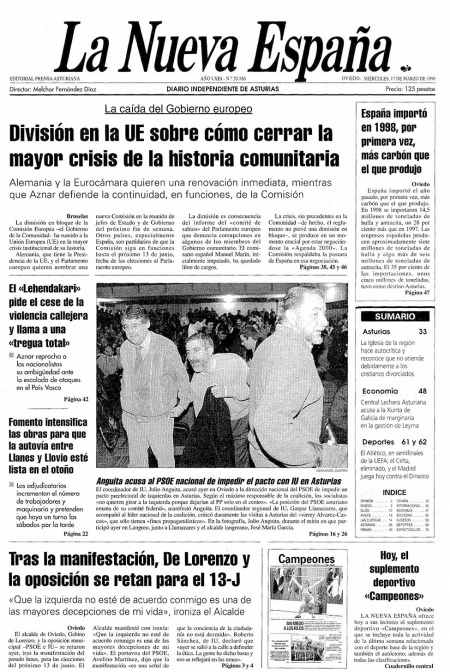 Portada Miércoles 17 de  de 1999