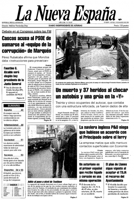 Portada Jueves 18 de  de 1999