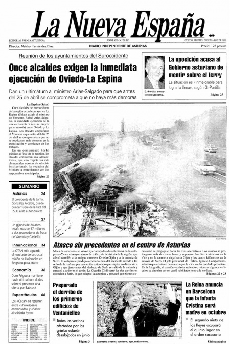 Portada Martes 23 de  de 1999