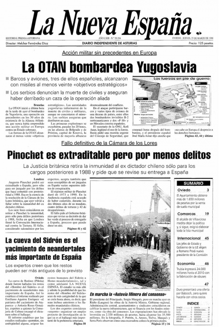 Portada Jueves 25 de  de 1999
