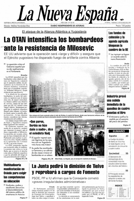 Portada Viernes 26 de  de 1999