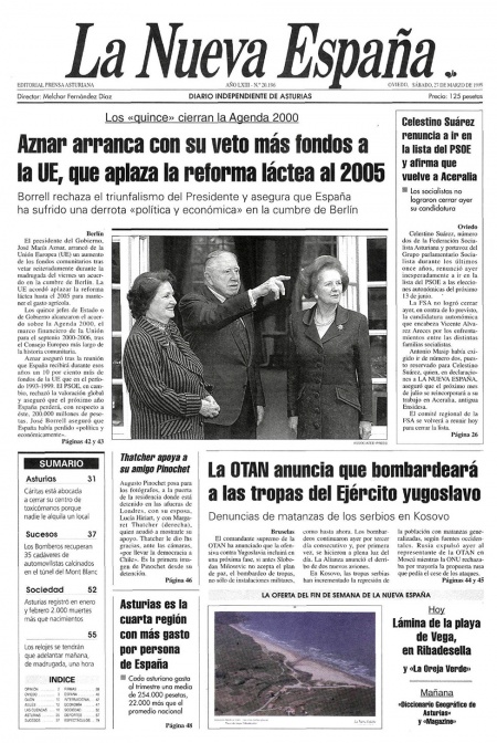 Portada Sábado 27 de  de 1999