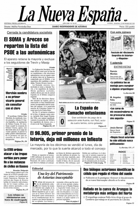 Portada Domingo 28 de  de 1999
