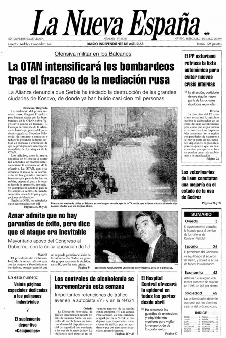 Portada Miércoles 31 de  de 1999