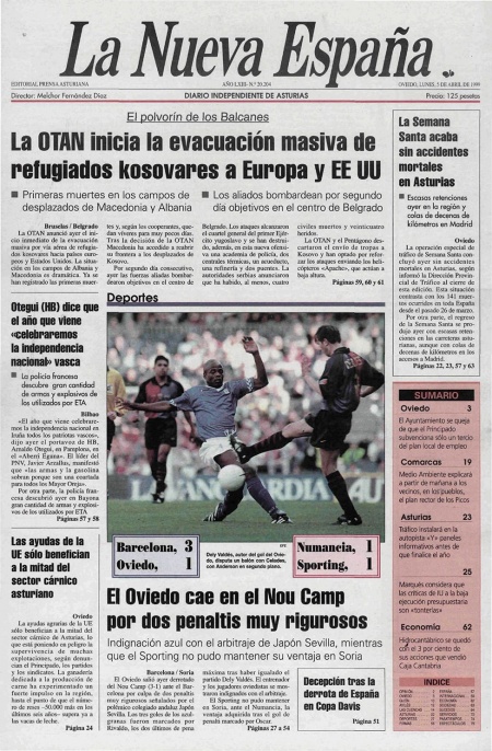 Portada Lunes 5 de  de 1999
