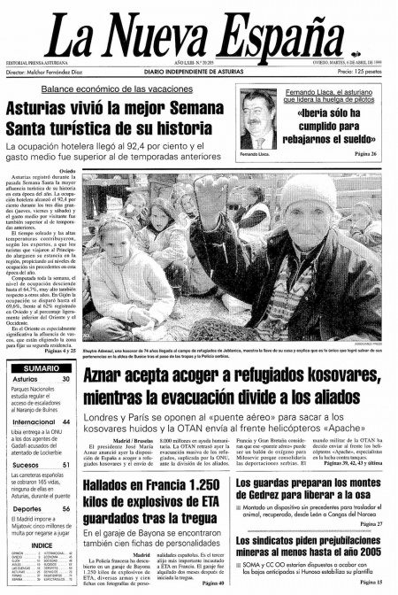 Portada Martes 6 de  de 1999