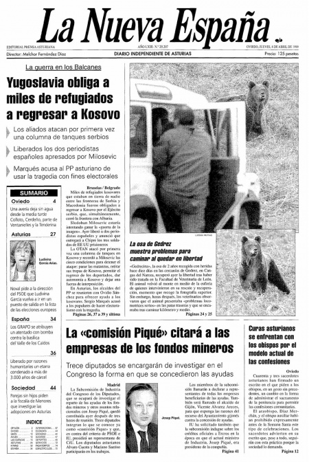 Portada Jueves 8 de  de 1999