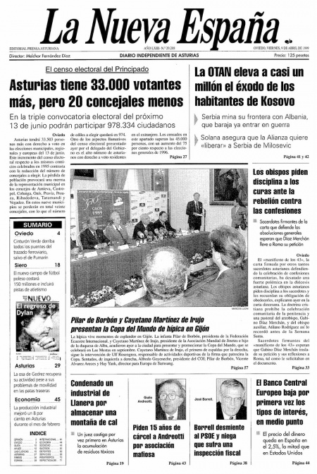 Portada Viernes 9 de  de 1999