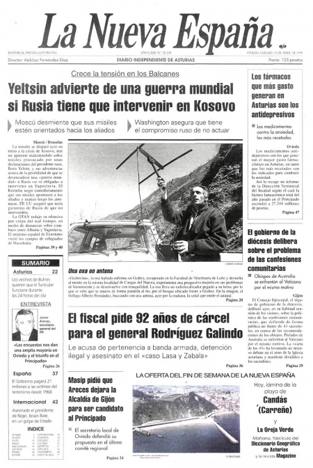 Portada Sábado 10 de  de 1999