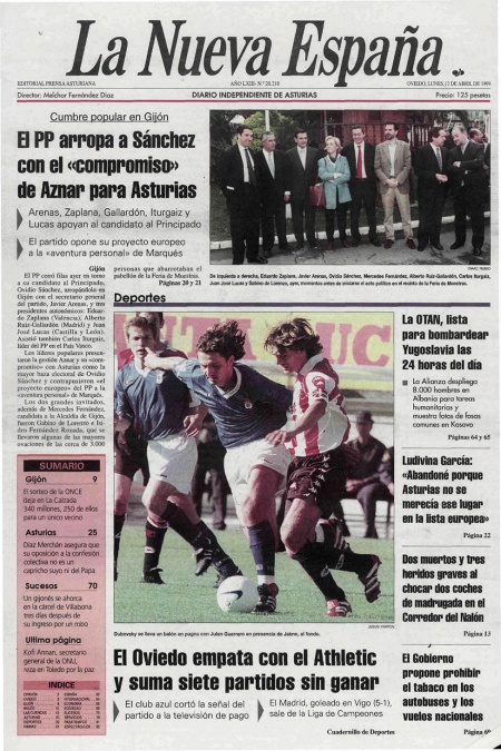 Portada Lunes 12 de  de 1999