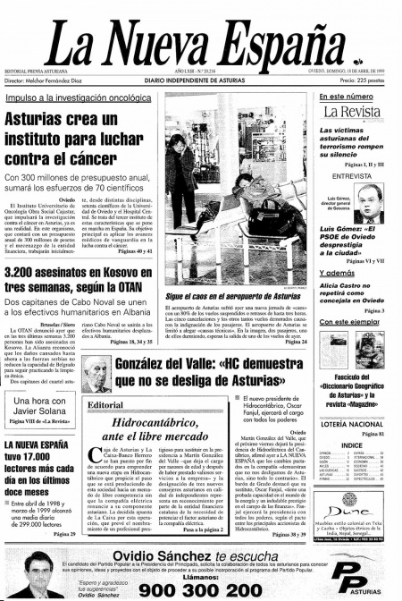 Portada Domingo 18 de  de 1999