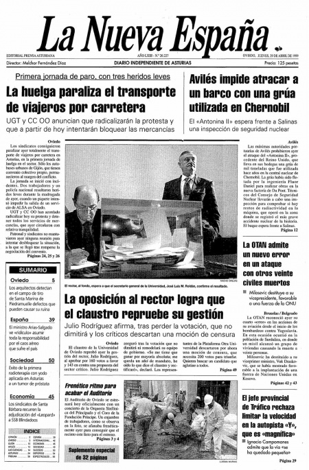Portada Jueves 29 de  de 1999
