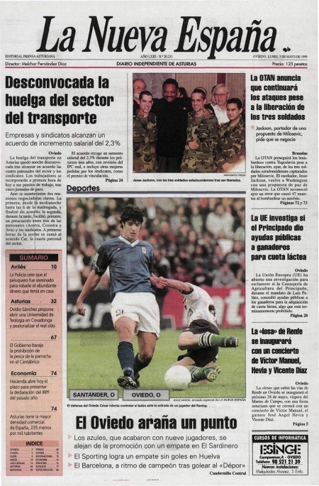 Portada Lunes 3 de  de 1999
