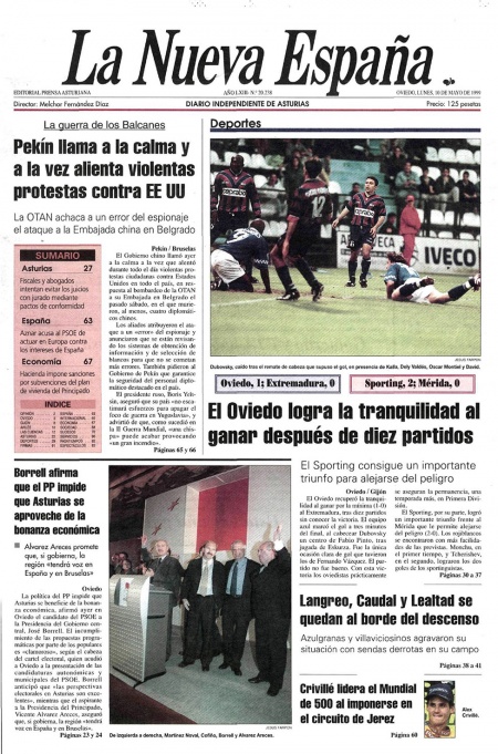 Portada Lunes 10 de  de 1999