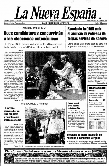 Portada Martes 11 de  de 1999