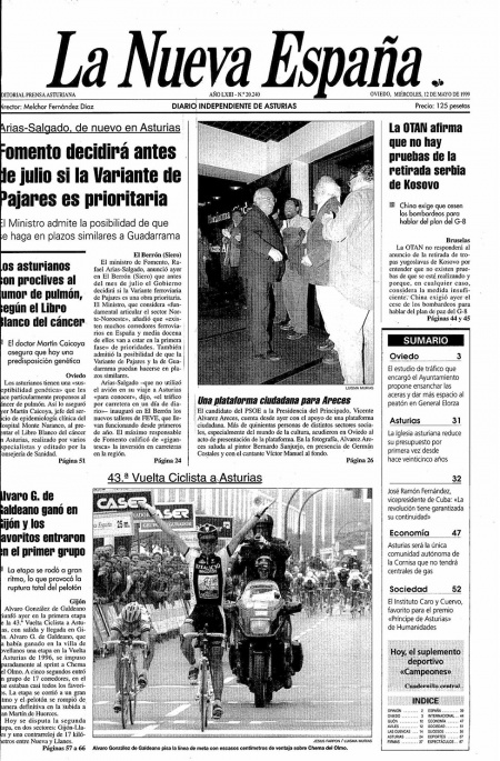 Portada Miércoles 12 de  de 1999