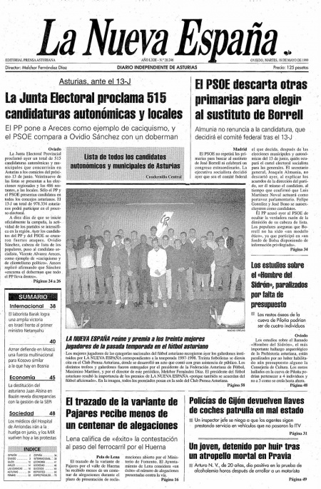 Portada Martes 18 de  de 1999