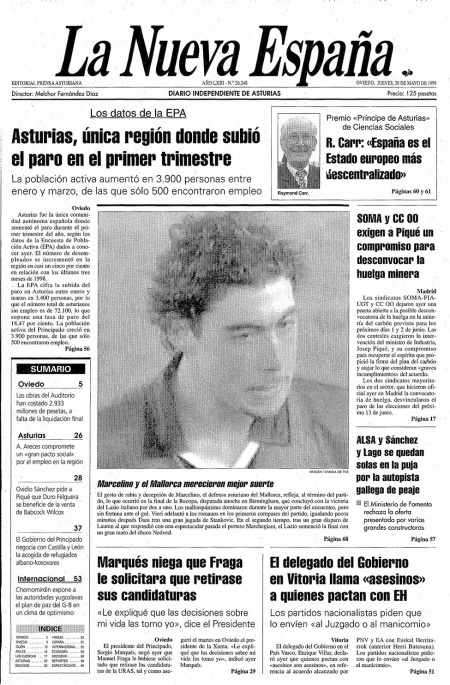 Portada Jueves 20 de  de 1999