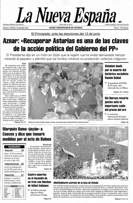 Portada Martes 25 de  de 1999