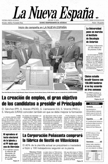 Portada Viernes 28 de  de 1999