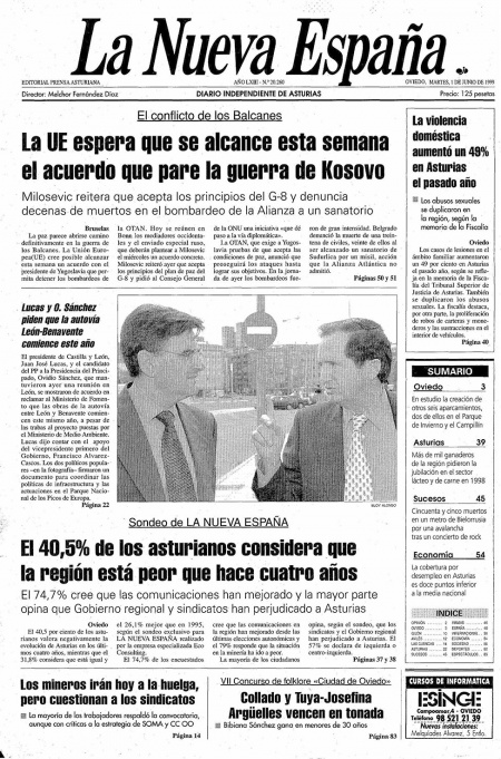 Portada Martes 1 de  de 1999