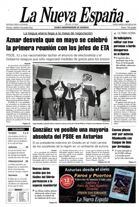 Portada Martes 8 de  de 1999