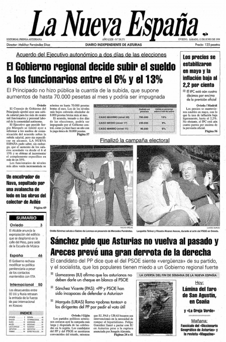 Portada Sábado 12 de  de 1999