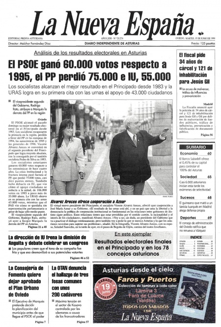 Portada Martes 15 de  de 1999