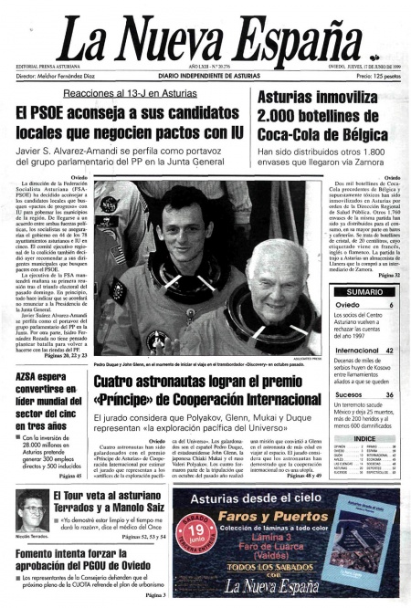 Portada Jueves 17 de  de 1999